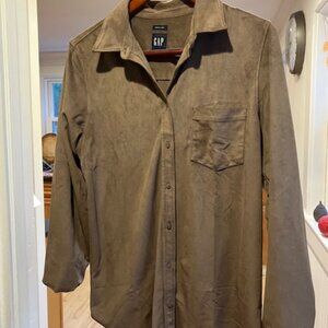 GAP Vegan Suede Perfect Shirt, Tall Large